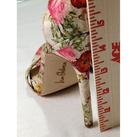 Sam Edelman Eleanor Floral Print Ankle Strap Heels Size 7 Women's Shoes - Picture 8 of 13